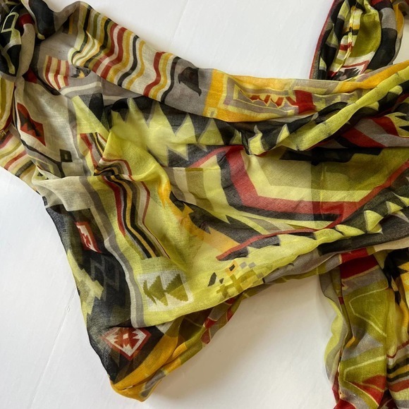 geo print scarf semi sheer tribal pattern neutral earth tones - Picture 5 of 6